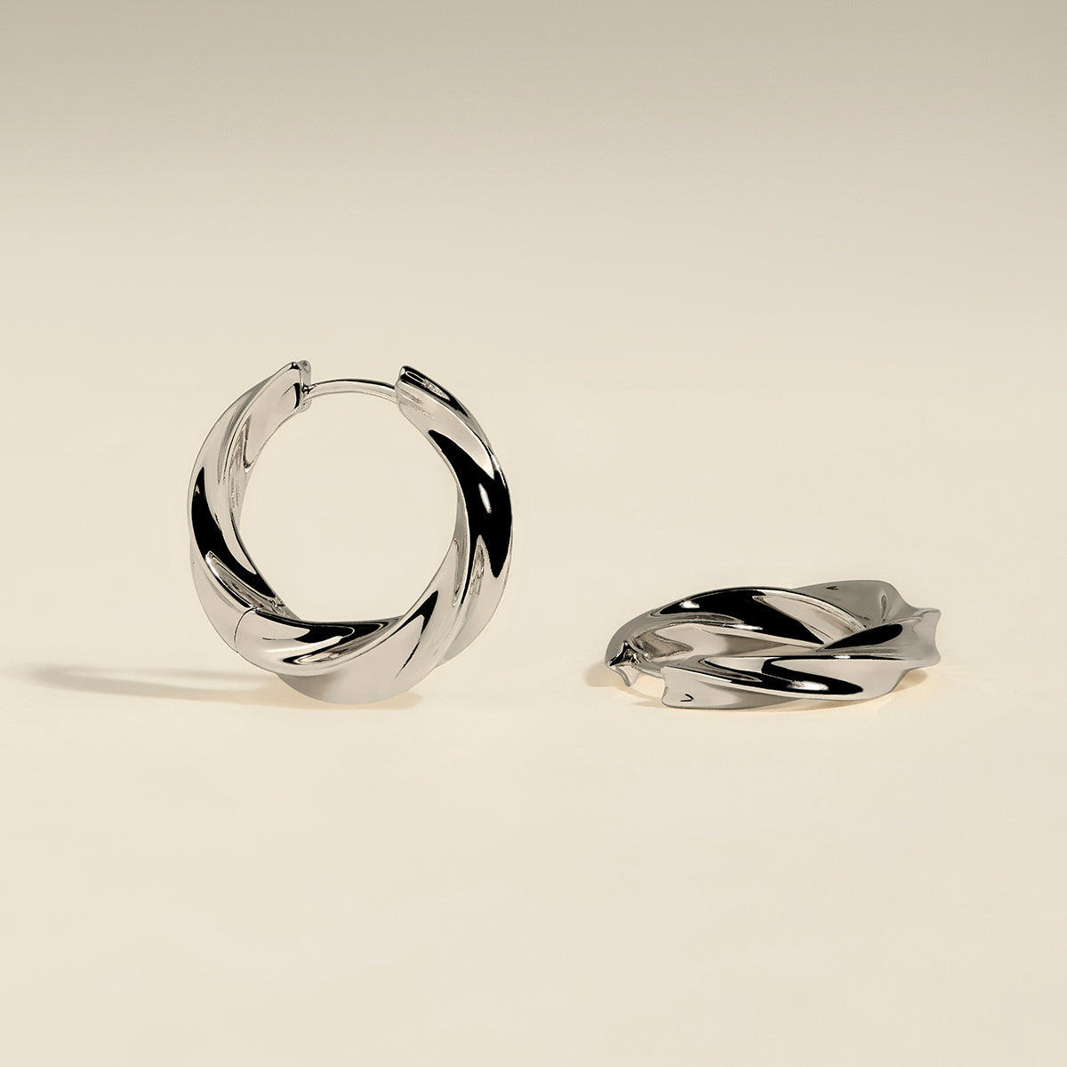 Cosmic Twist Large Hoops in Silver-Astrid &amp; Miyu