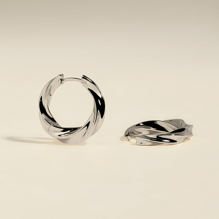 Cosmic Twist Large Hoops in Silver-Astrid &amp; Miyu