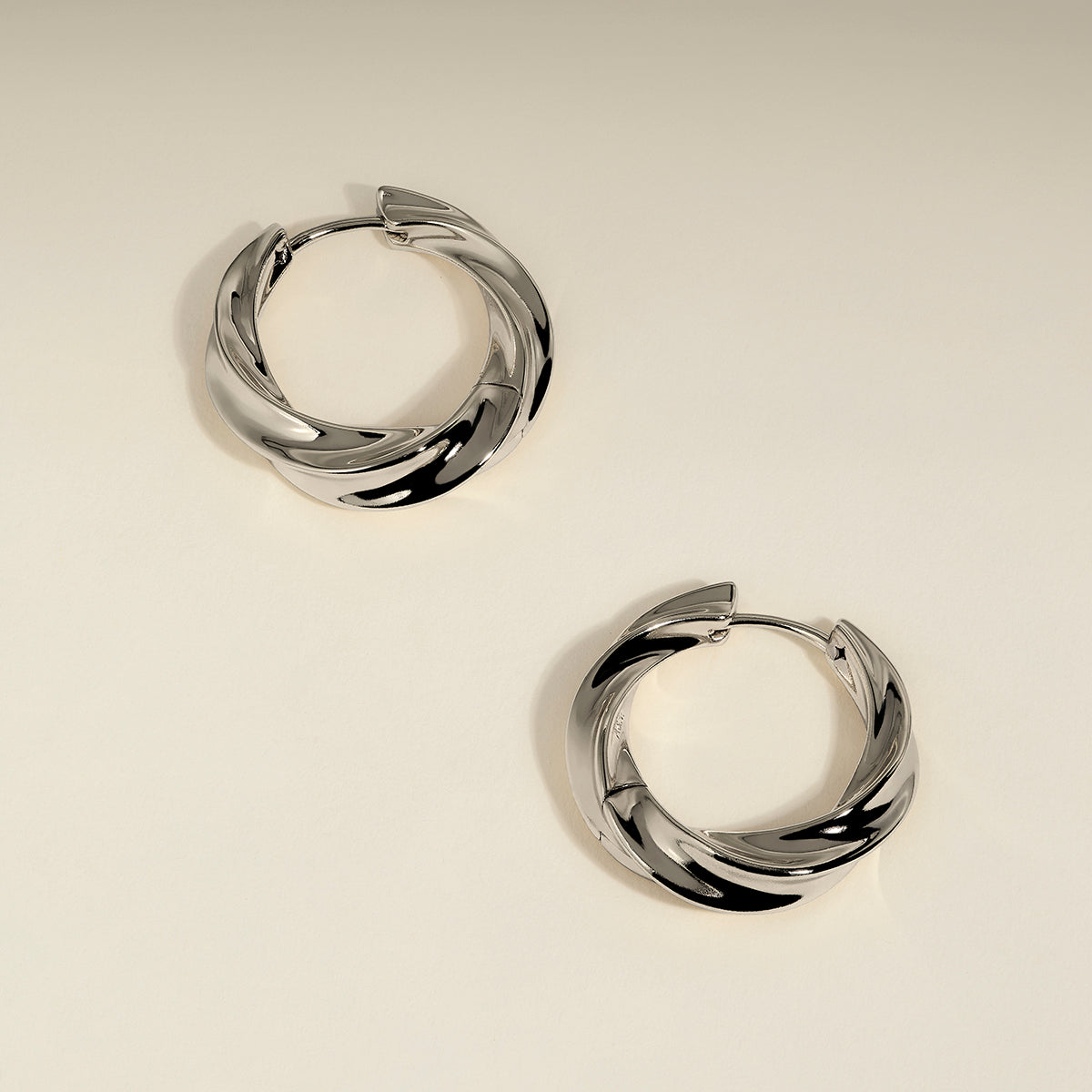 Cosmic Twist Large Hoops in Silver-Astrid &amp; Miyu