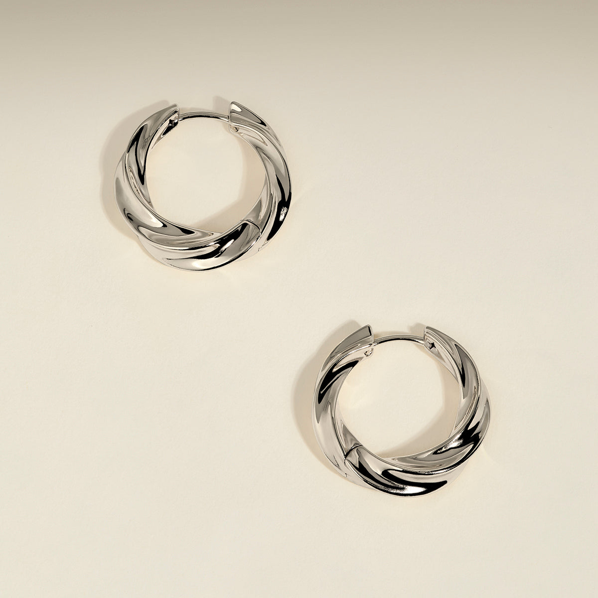 Cosmic Twist Large Hoops in Silver-Astrid &amp; Miyu