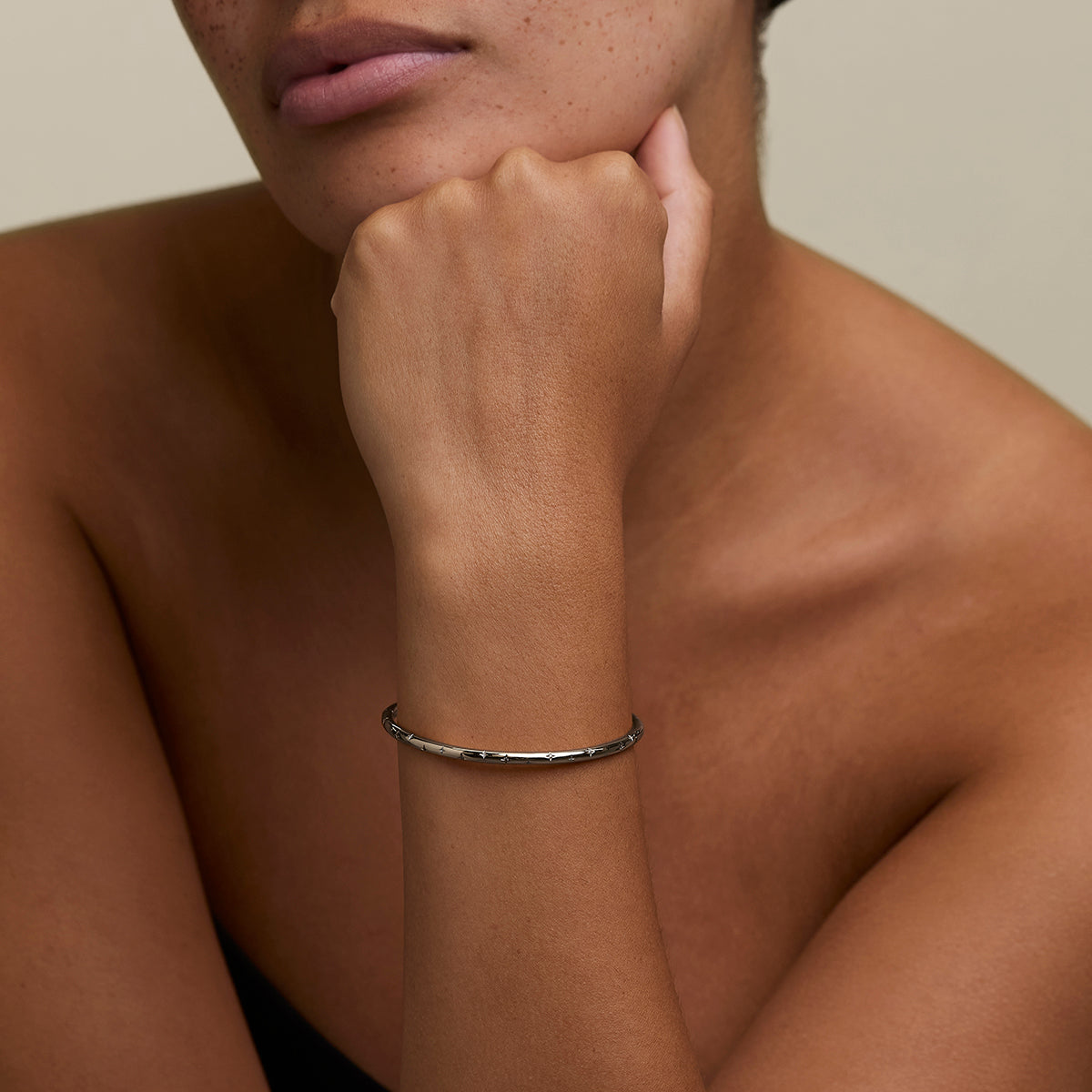 Cosmic Dome Bangle in Silver-Astrid &amp; Miyu