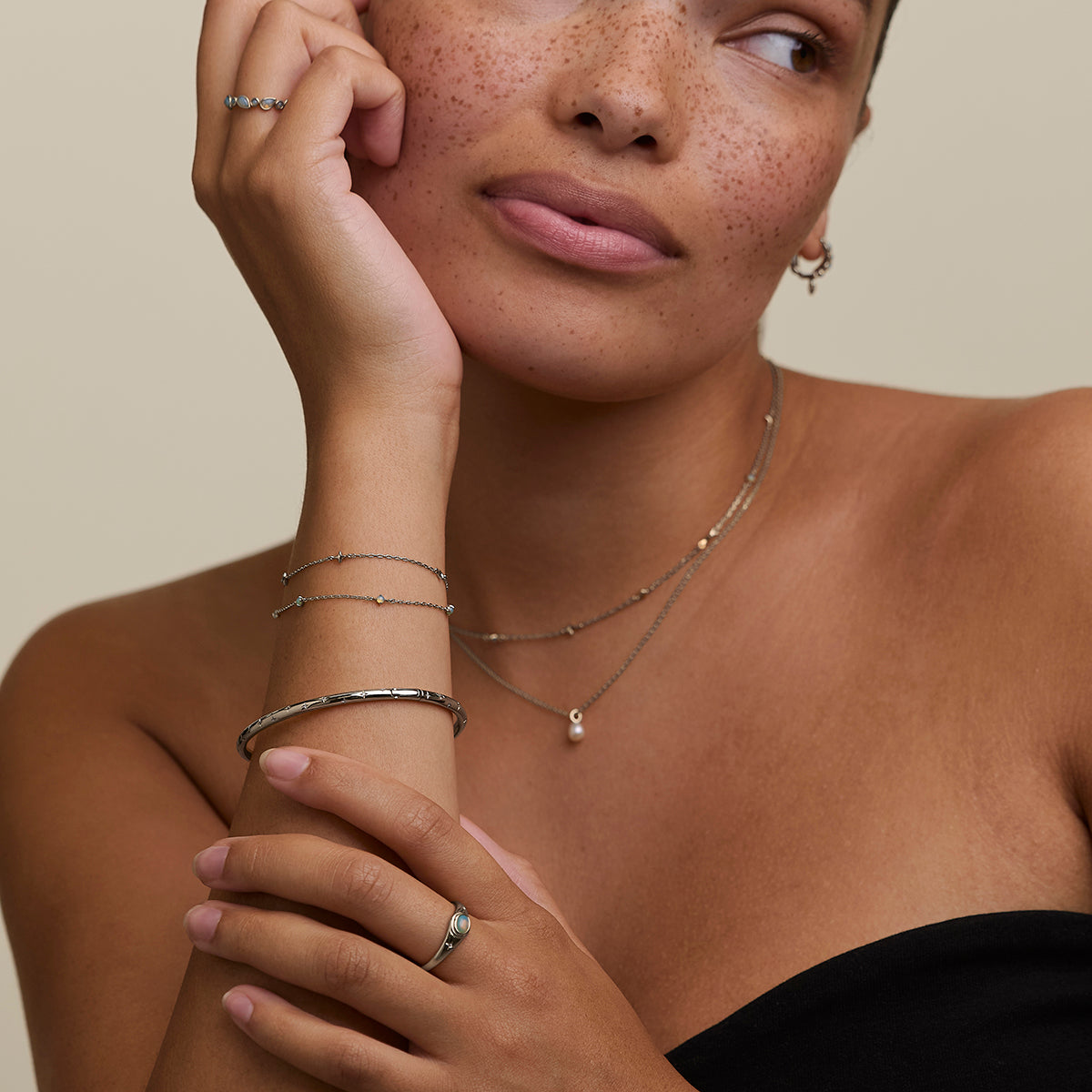 Cosmic Dome Bangle in Silver-Astrid &amp; Miyu