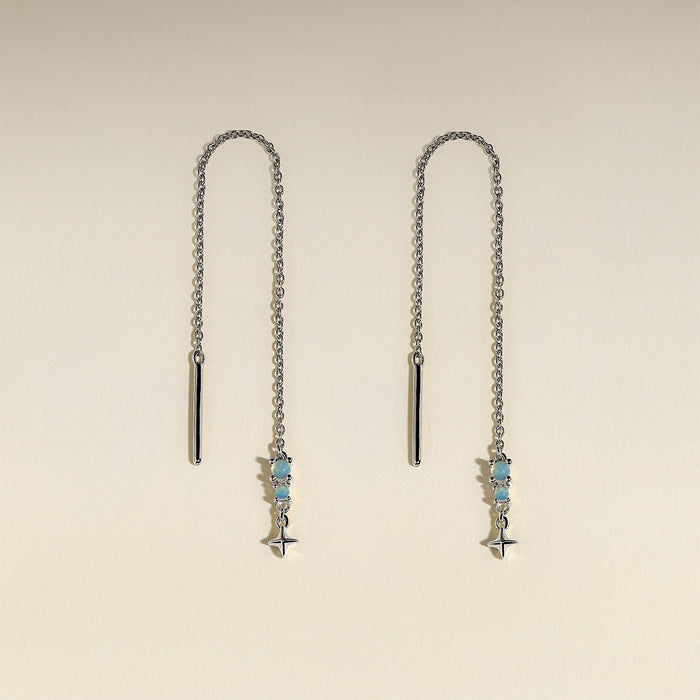 Cosmic Opal Thread Earrings in Silver-Astrid &amp; Miyu