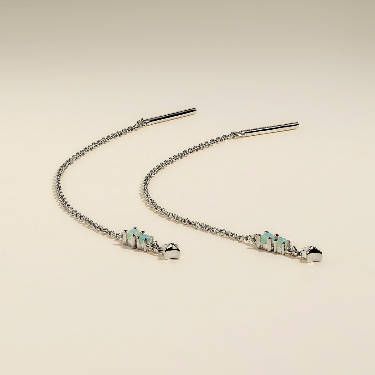 Cosmic Opal Thread Earrings in Silver-Astrid &amp; Miyu