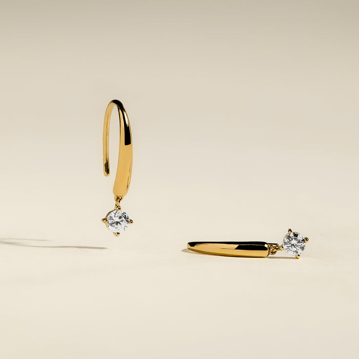 Crystal Charm Hook Earrings in Gold-Astrid &amp; Miyu