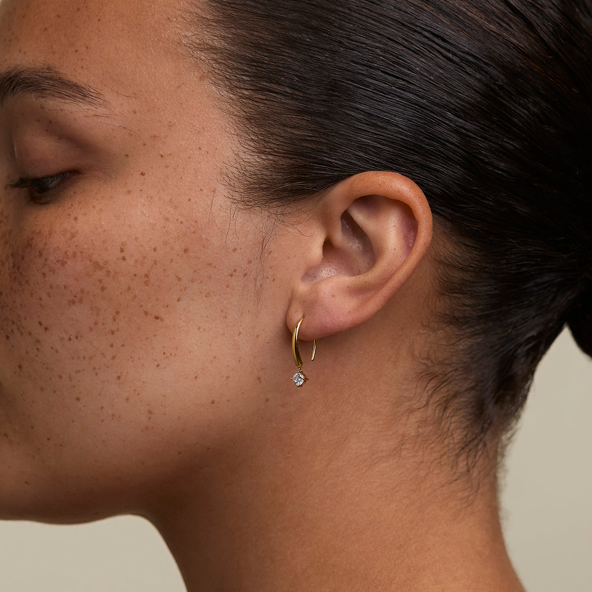 Crystal Charm Hook Earrings in Gold-Astrid &amp; Miyu