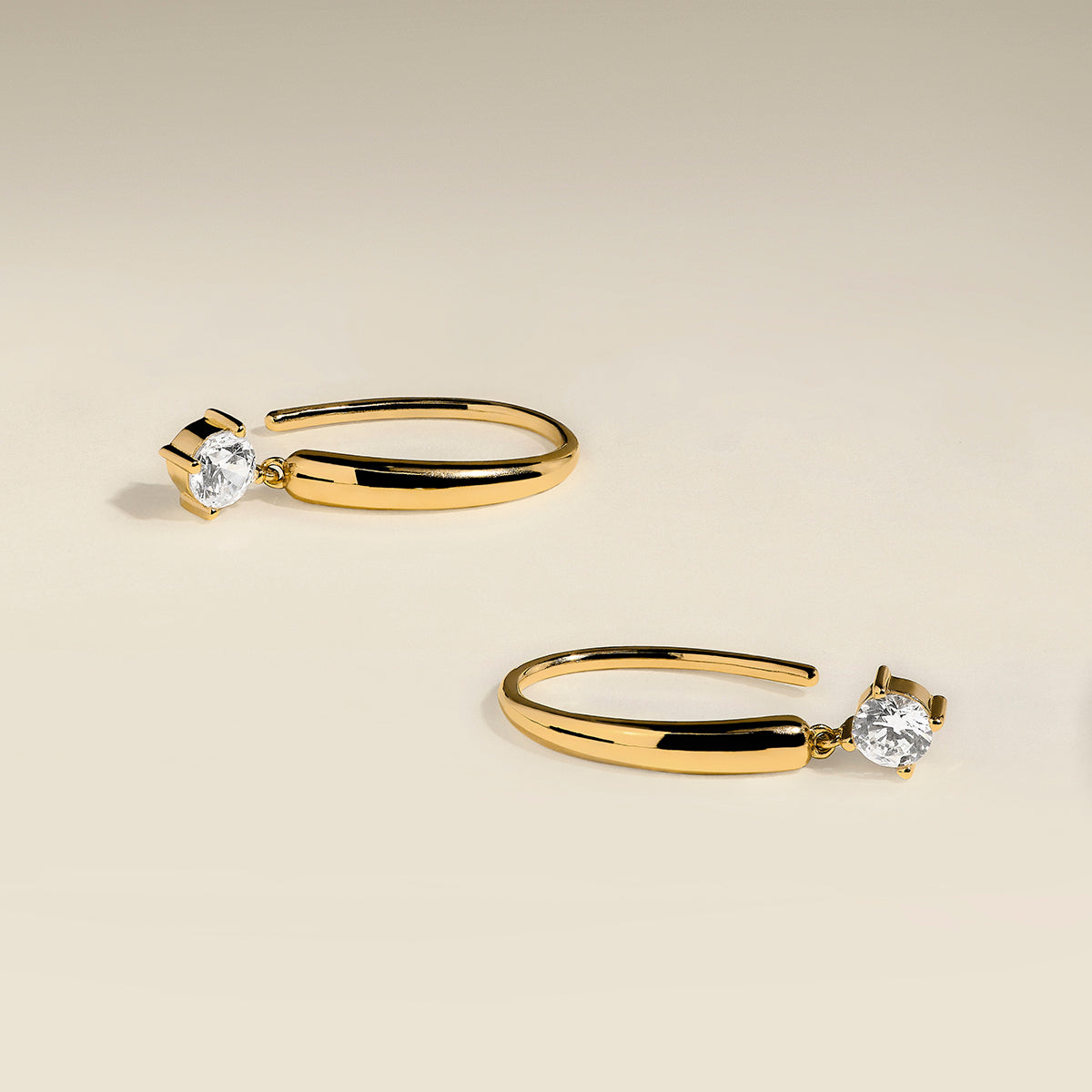 Crystal Charm Hook Earrings in Gold-Astrid &amp; Miyu