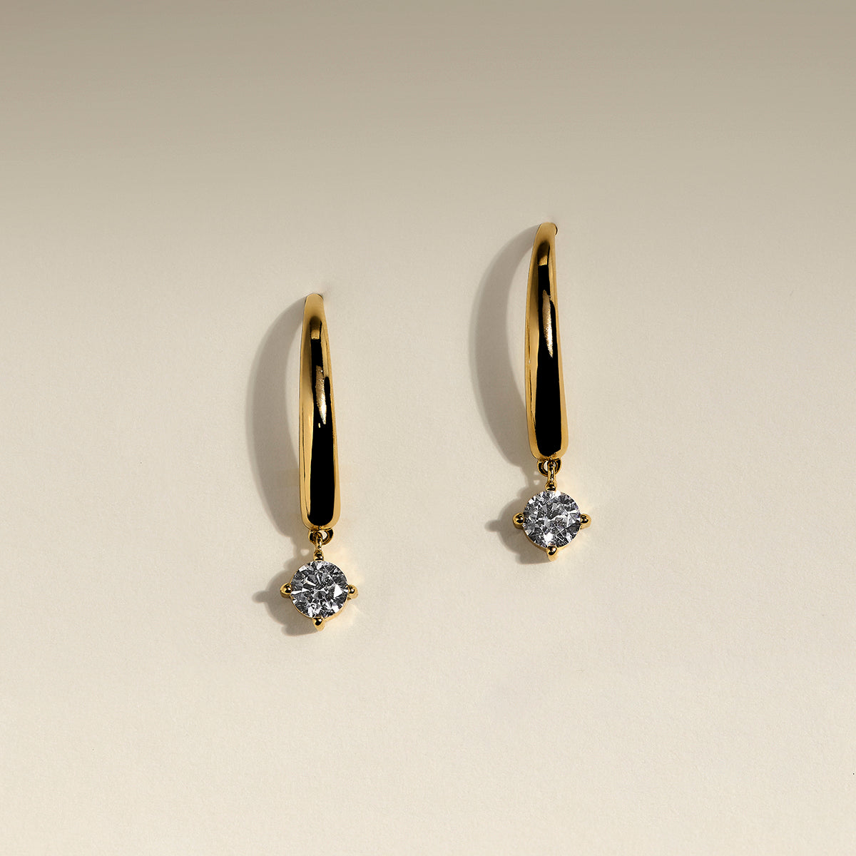 Crystal Charm Hook Earrings in Gold-Astrid &amp; Miyu