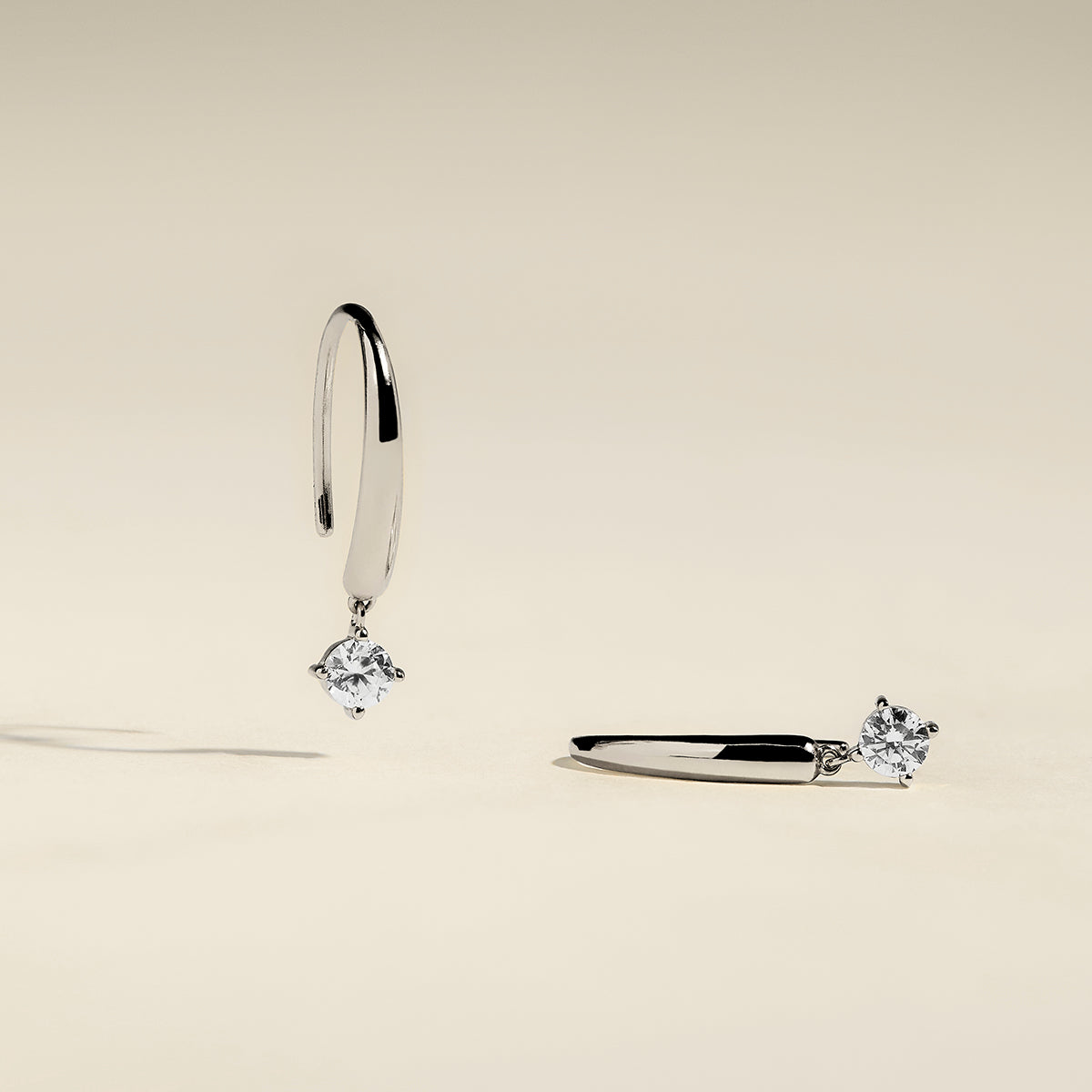 Crystal Charm Hook Earrings in Silver-Astrid &amp; Miyu