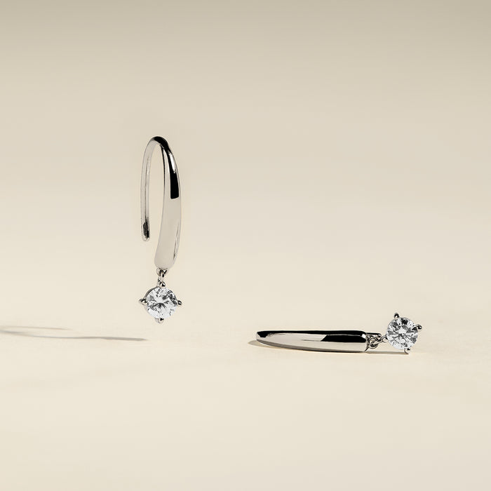 Crystal Charm Hook Earrings in Silver-Astrid &amp; Miyu
