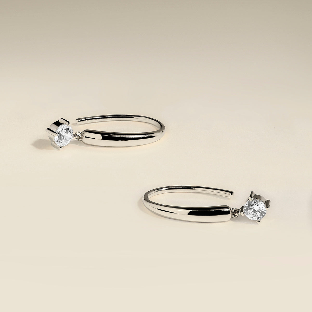 Crystal Charm Hook Earrings in Silver-Astrid &amp; Miyu