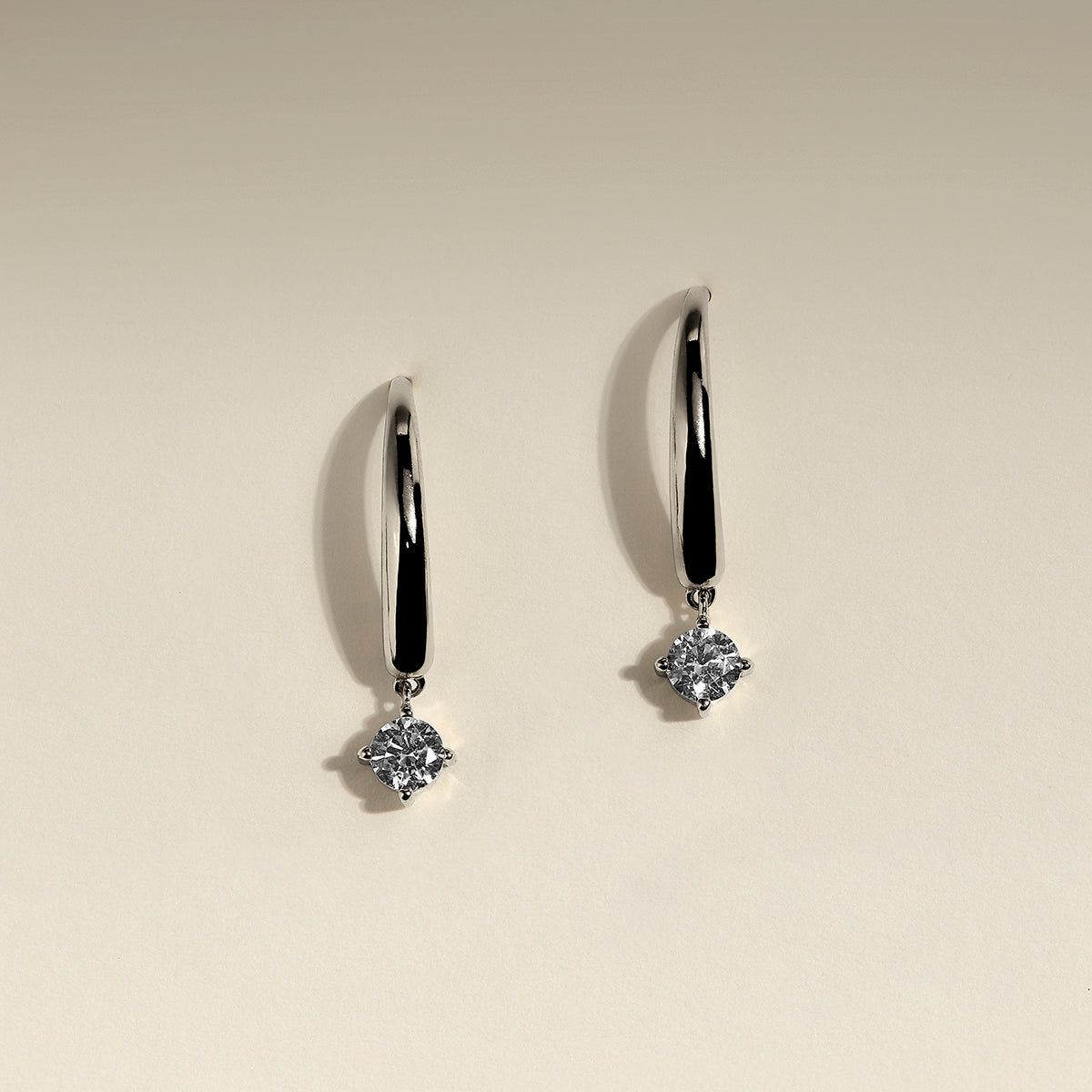 Crystal Charm Hook Earrings in Silver-Astrid &amp; Miyu