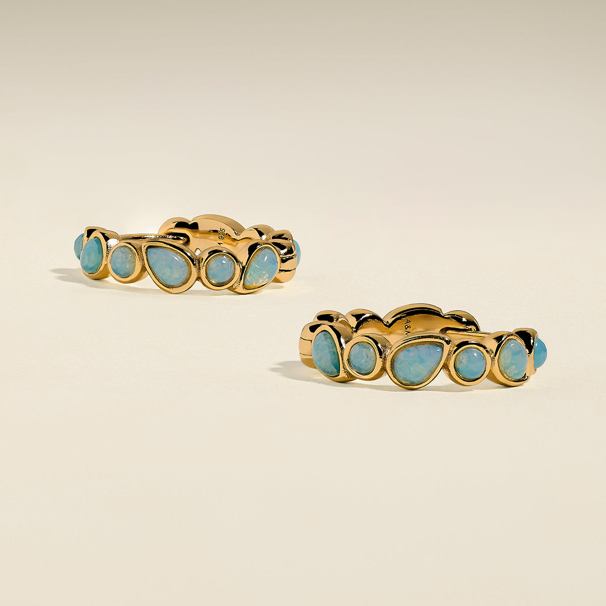 Opal Bezel Hoops in Gold-Astrid &amp; Miyu