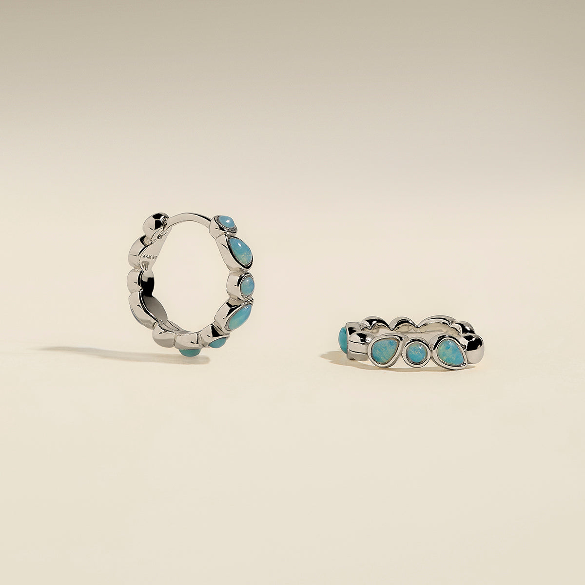 Opal Bezel Hoops in Silver-Astrid &amp; Miyu