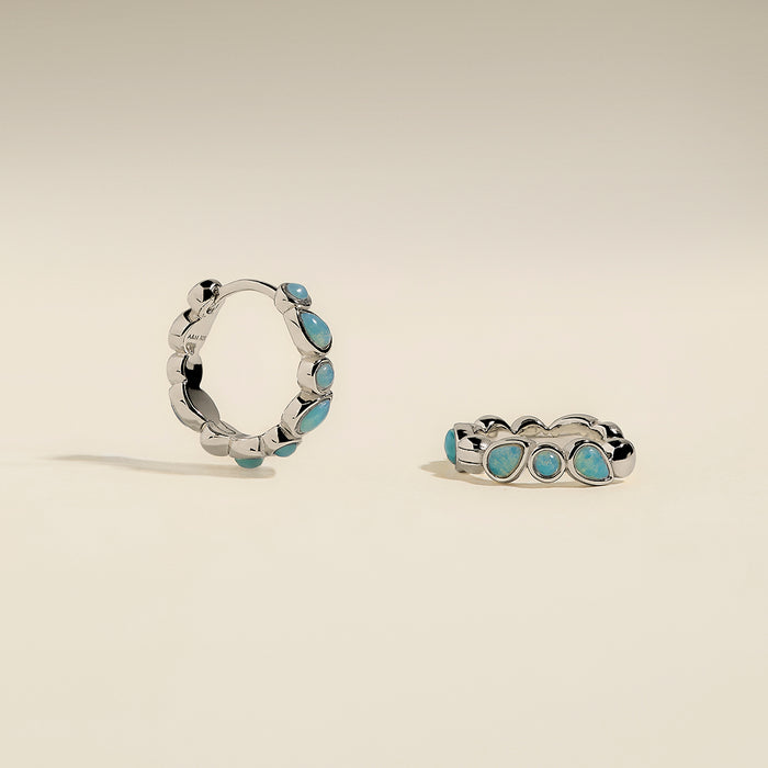 Opal Bezel Hoops in Silver-Astrid &amp; Miyu
