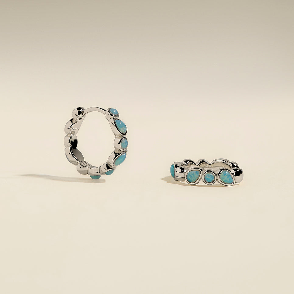 Opal Bezel Hoops in Silver-Astrid &amp; Miyu