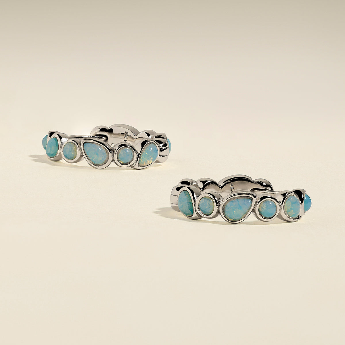 Opal Bezel Hoops in Silver-Astrid &amp; Miyu