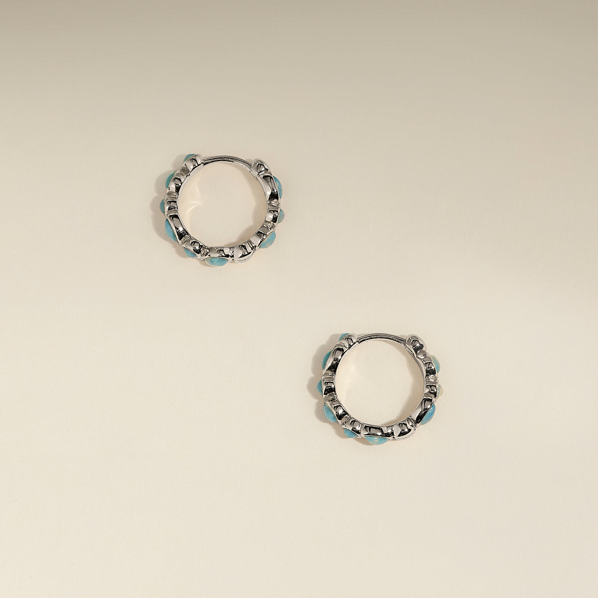 Opal Bezel Hoops in Silver-Astrid &amp; Miyu