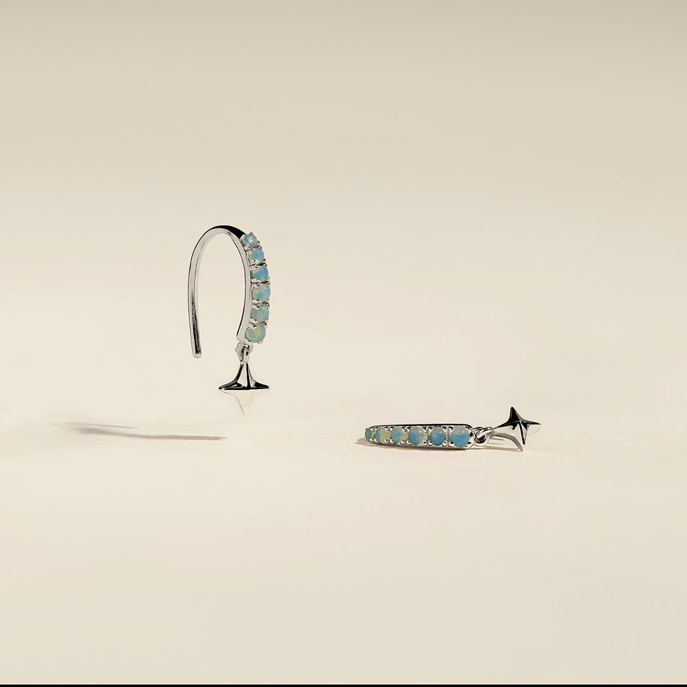 Cosmic Opal Hook Earrings in Silver-Astrid &amp; Miyu