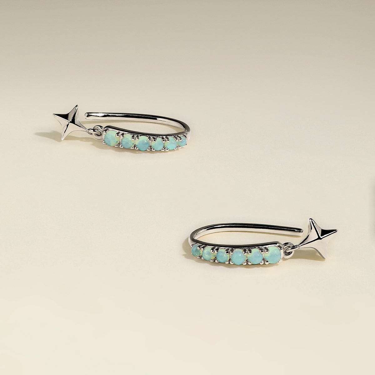 Cosmic Opal Hook Earrings in Silver-Astrid &amp; Miyu