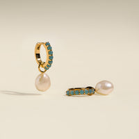Opal & Pearl Charm Huggies in Gold-Astrid &amp; Miyu