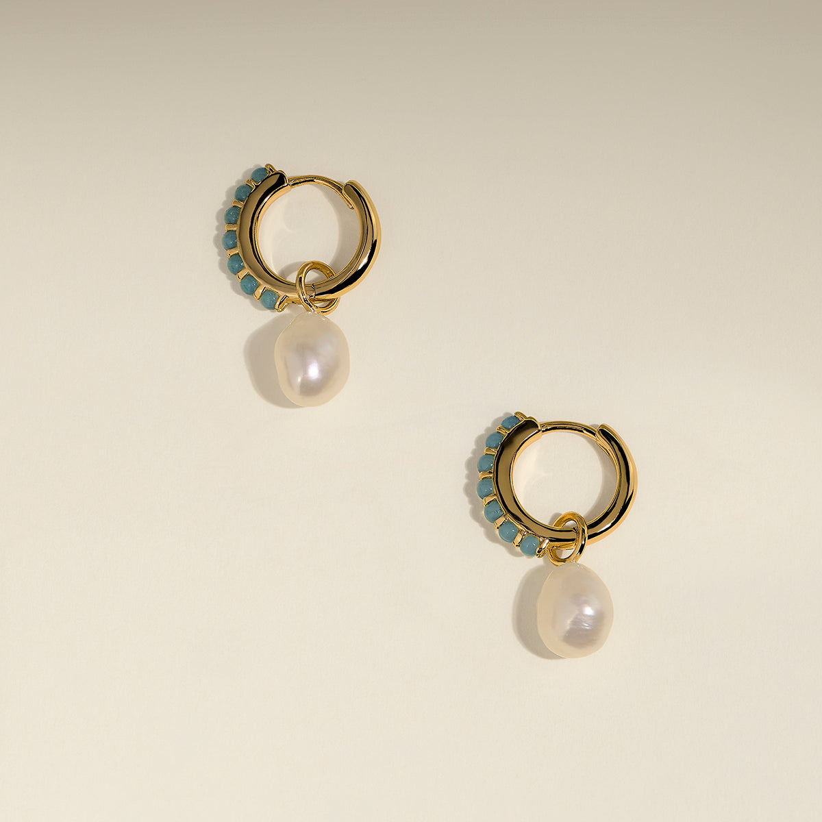 Opal & Pearl Charm Huggies in Gold-Astrid &amp; Miyu