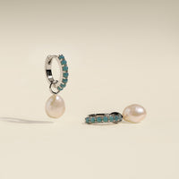 Opal & Pearl Charm Huggies in Silver-Astrid &amp; Miyu