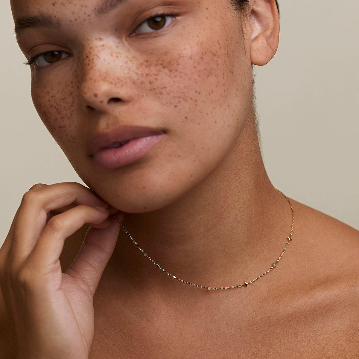 Cosmic Opal Charm Necklace in Gold-Astrid &amp; Miyu