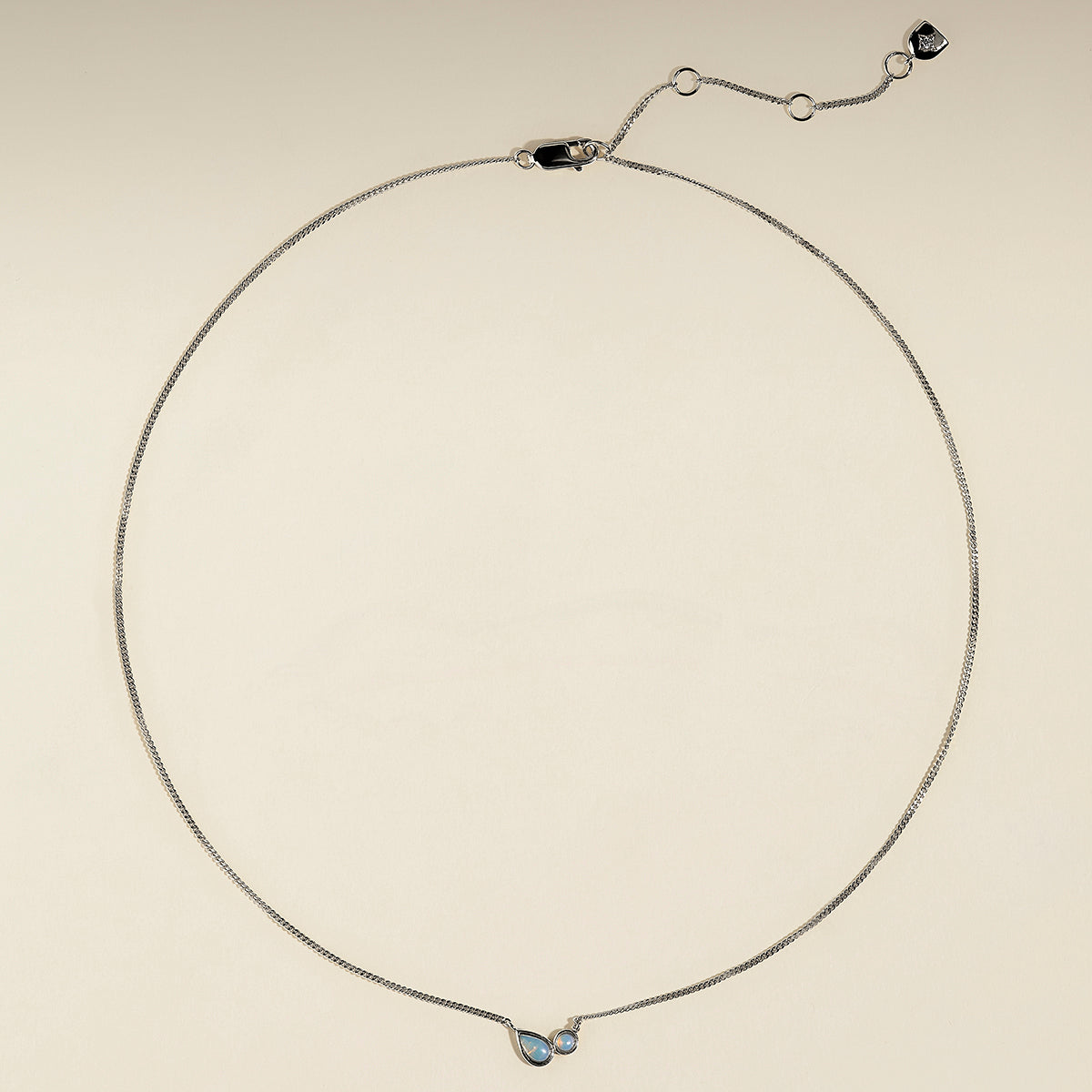 Opal Bezel Pendant Necklace in Silver-Astrid &amp; Miyu