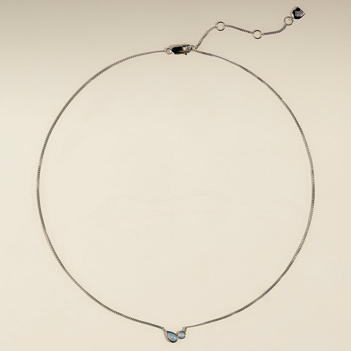 Opal Bezel Pendant Necklace in Silver-Astrid &amp; Miyu