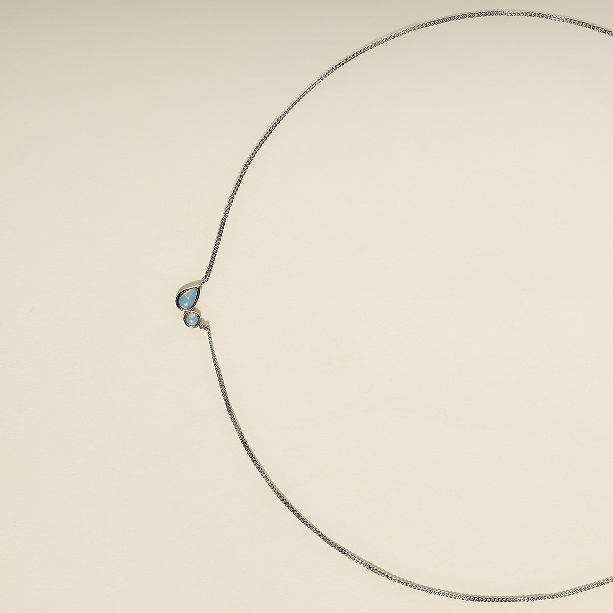 Opal Bezel Pendant Necklace in Silver-Astrid &amp; Miyu