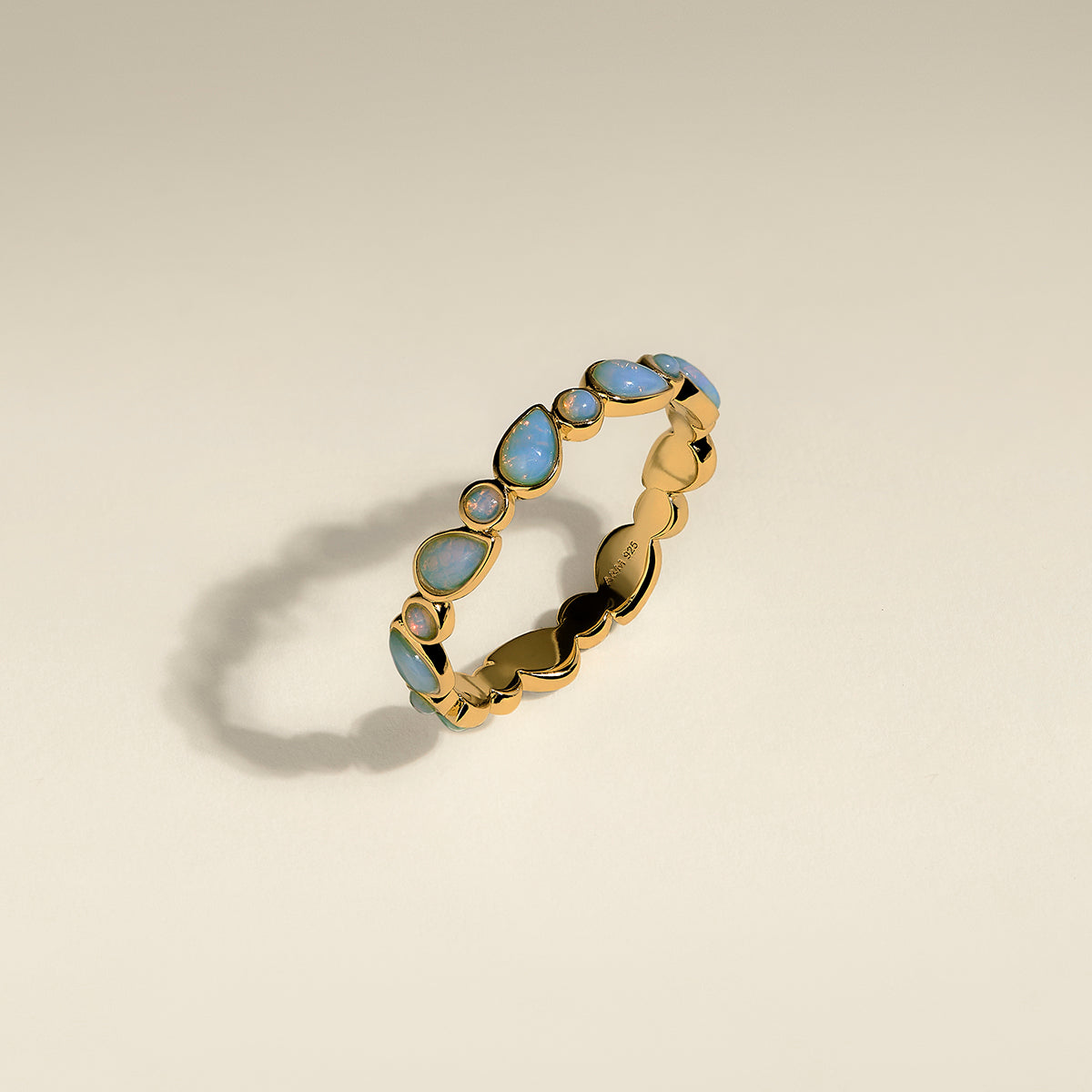 Opal Bezel Band Ring in Gold-Astrid &amp; Miyu