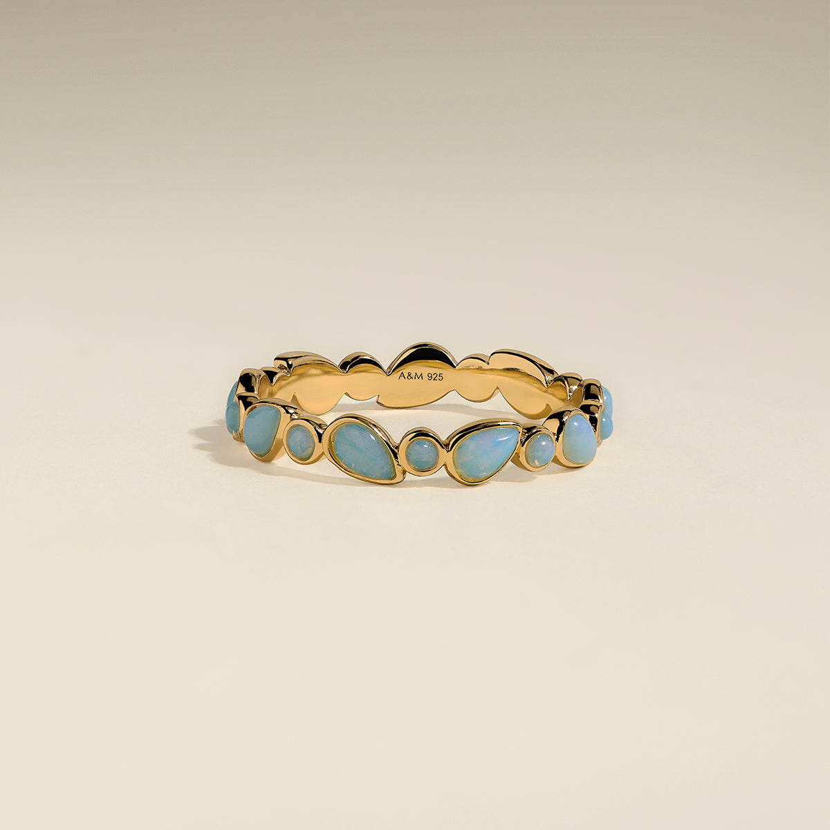 Opal Bezel Band Ring in Gold-Astrid &amp; Miyu
