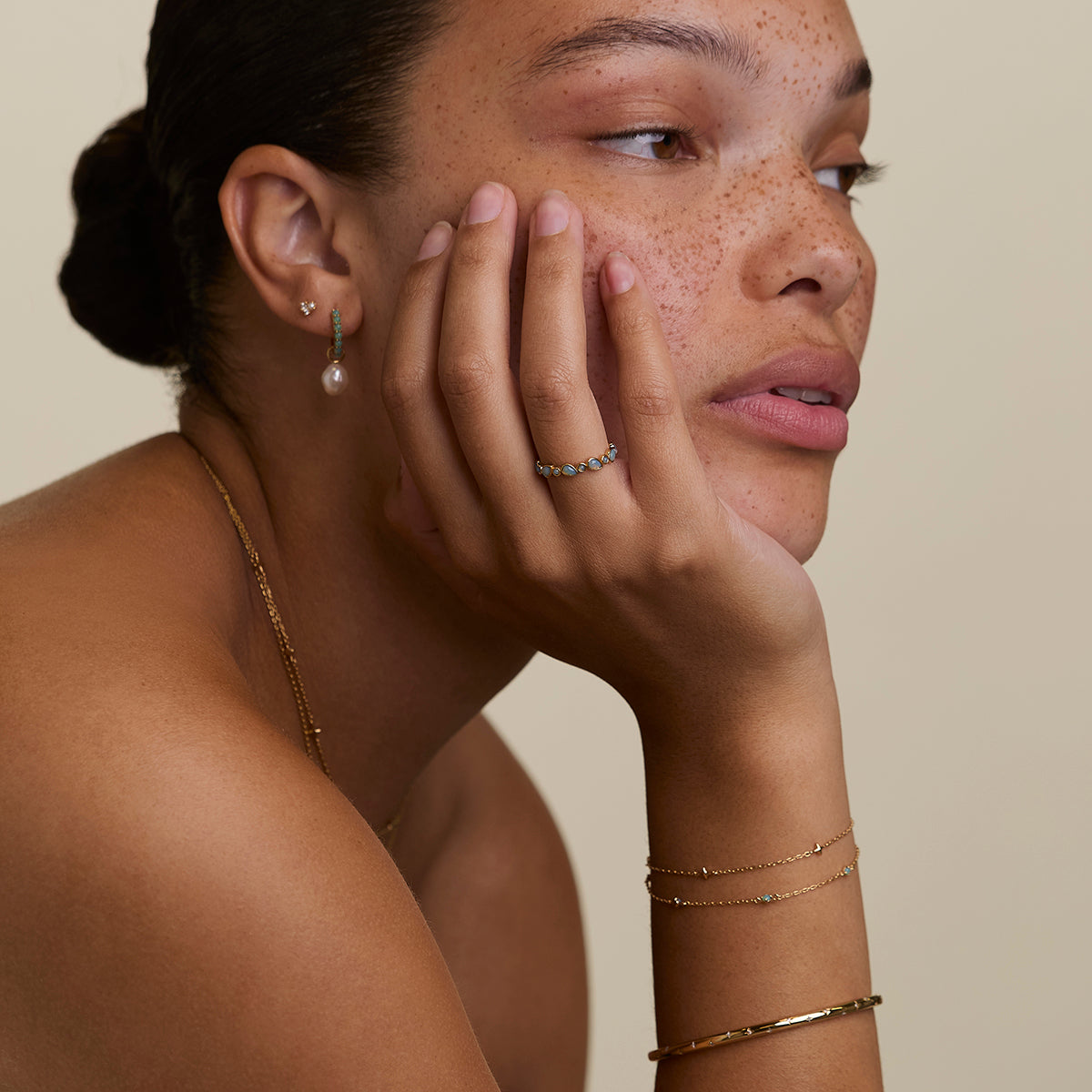 Opal Bezel Band Ring in Gold-Astrid &amp; Miyu