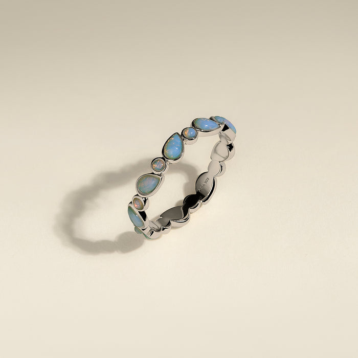 Opal Bezel Band Ring in Silver-Astrid &amp; Miyu