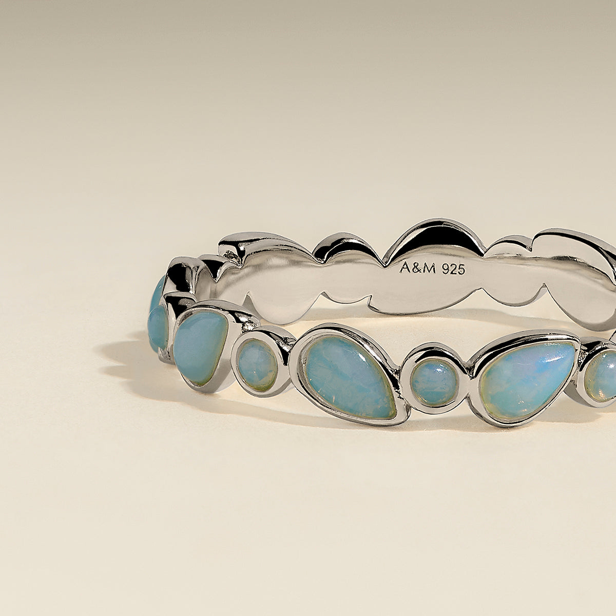 Opal Bezel Band Ring in Silver-Astrid &amp; Miyu