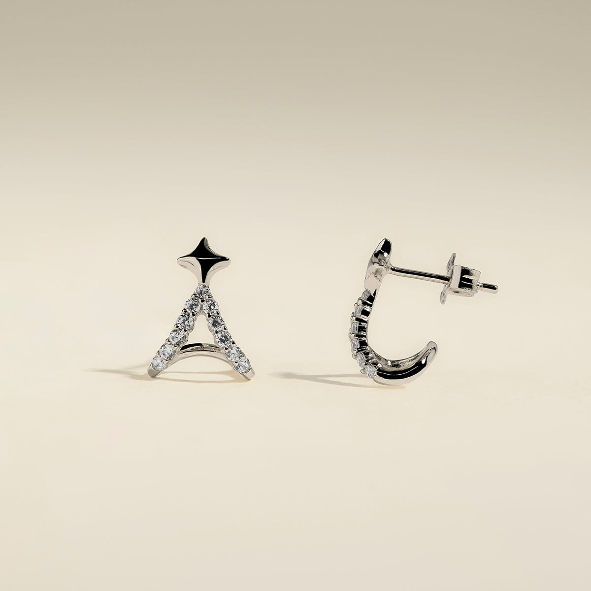 Cosmic Star Illusion Studs in Silver-Astrid &amp; Miyu