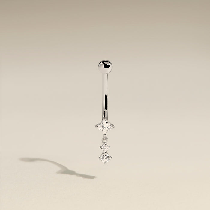 Diamond Charm Rook Bar in Solid White Gold-Astrid &amp; Miyu