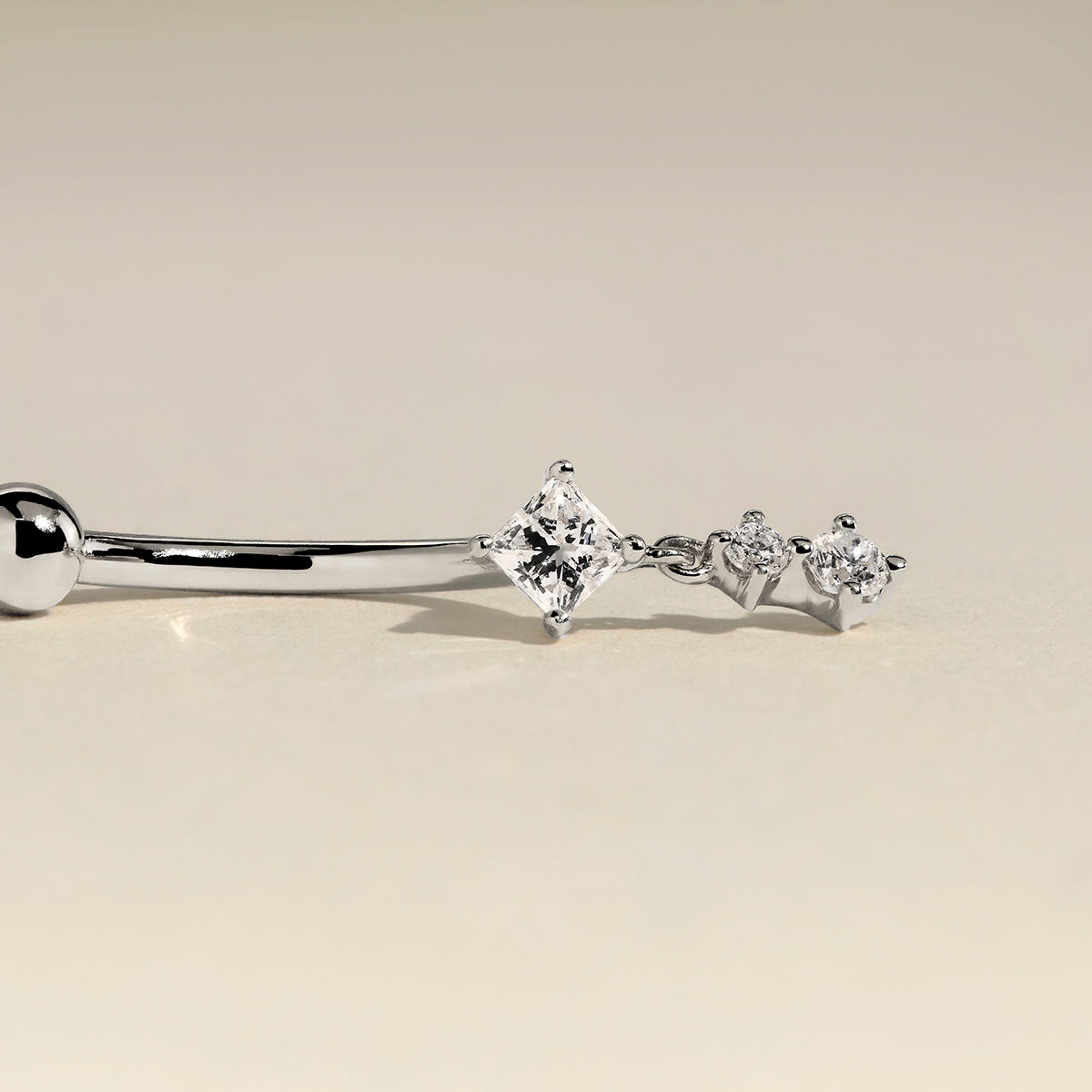 Diamond Charm Rook Bar in Solid White Gold-Astrid &amp; Miyu