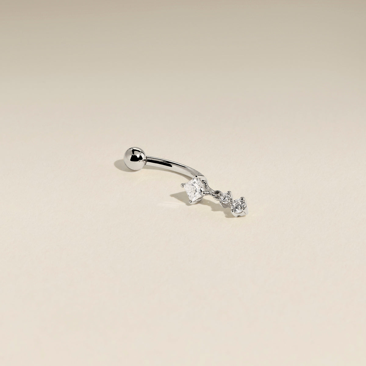 Diamond Charm Rook Bar in Solid White Gold-Astrid &amp; Miyu