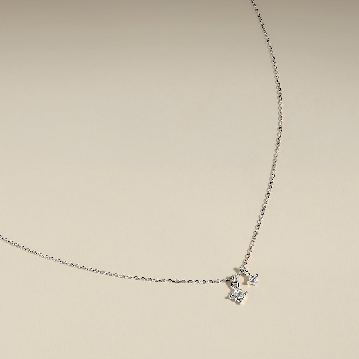 Cosmic Diamond Pendant Necklace in Solid White Gold-Astrid &amp; Miyu