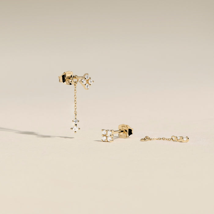 Cosmic Diamond Chain Studs in Solid Gold-Astrid &amp; Miyu