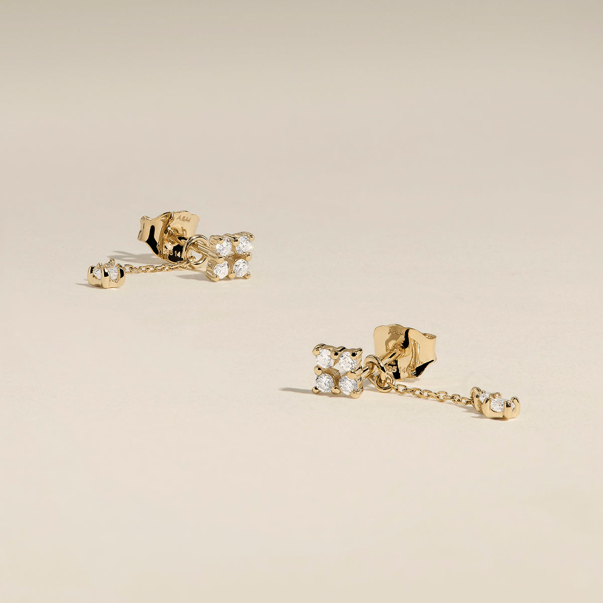 Cosmic Diamond Chain Studs in Solid Gold-Astrid &amp; Miyu