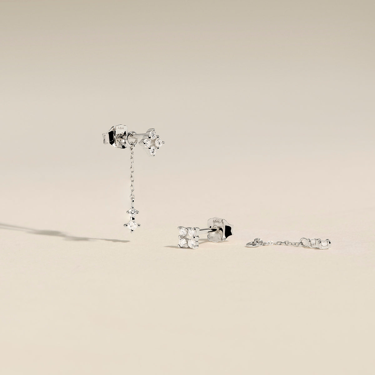 Cosmic Diamond Chain Studs in Solid White Gold-Astrid &amp; Miyu