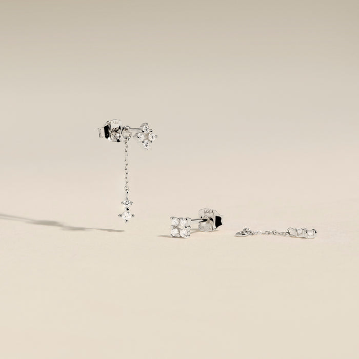 Cosmic Diamond Chain Studs in Solid White Gold-Astrid &amp; Miyu