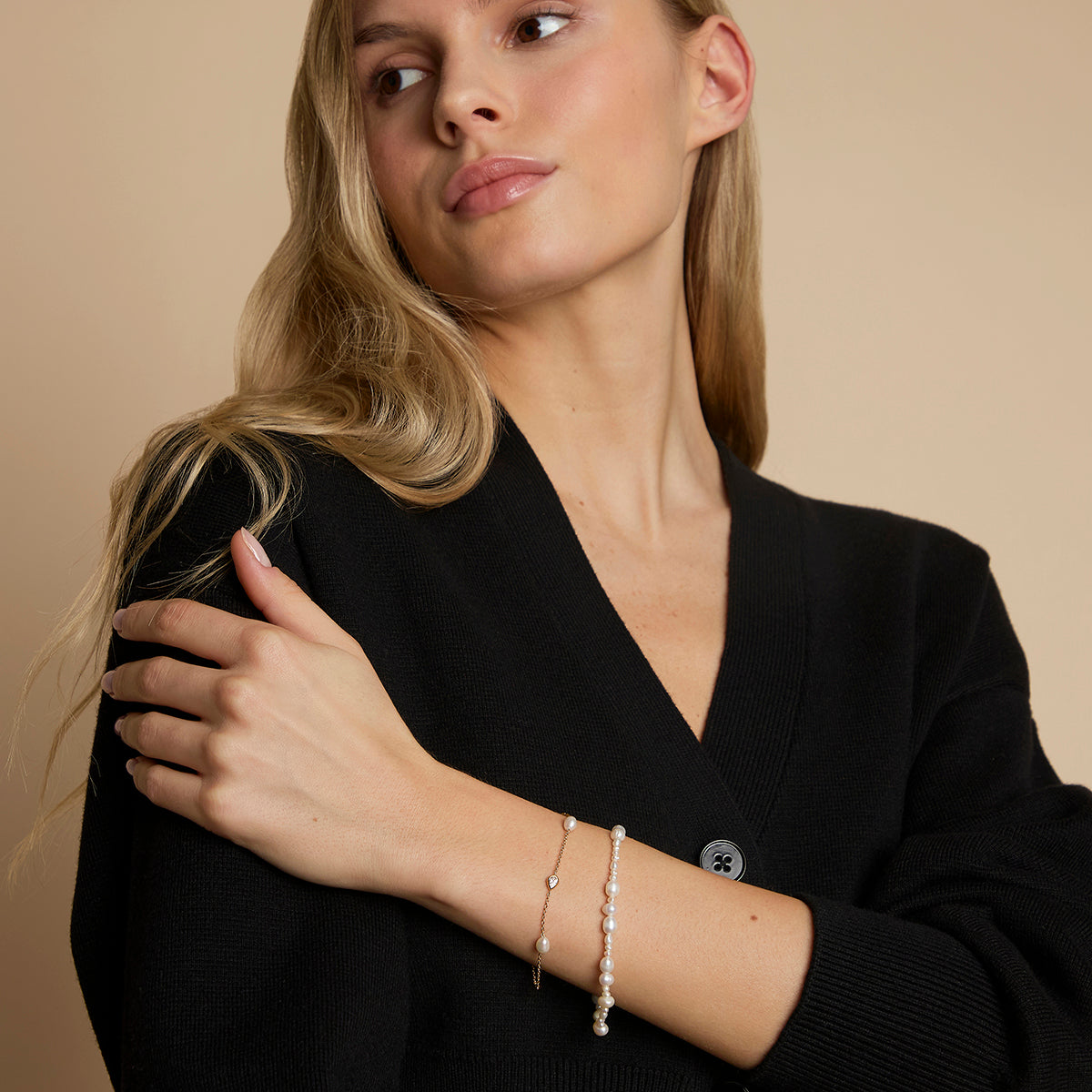Pearl Bracelet Stacking Set in Gold-Astrid &amp; Miyu