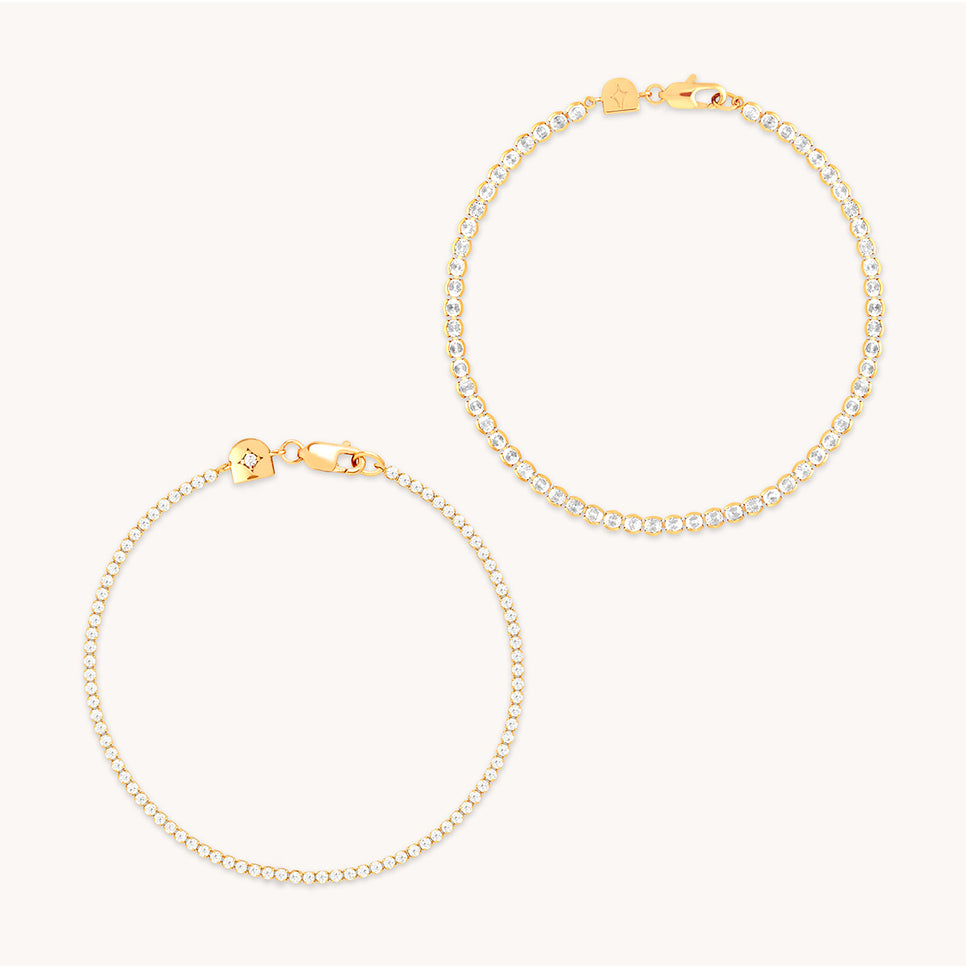 Tennis Bracelet Stacking Set in Gold-Astrid &amp; Miyu