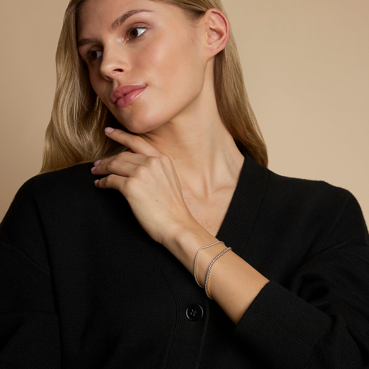 Tennis Bracelet Stacking Set in Gold-Astrid &amp; Miyu