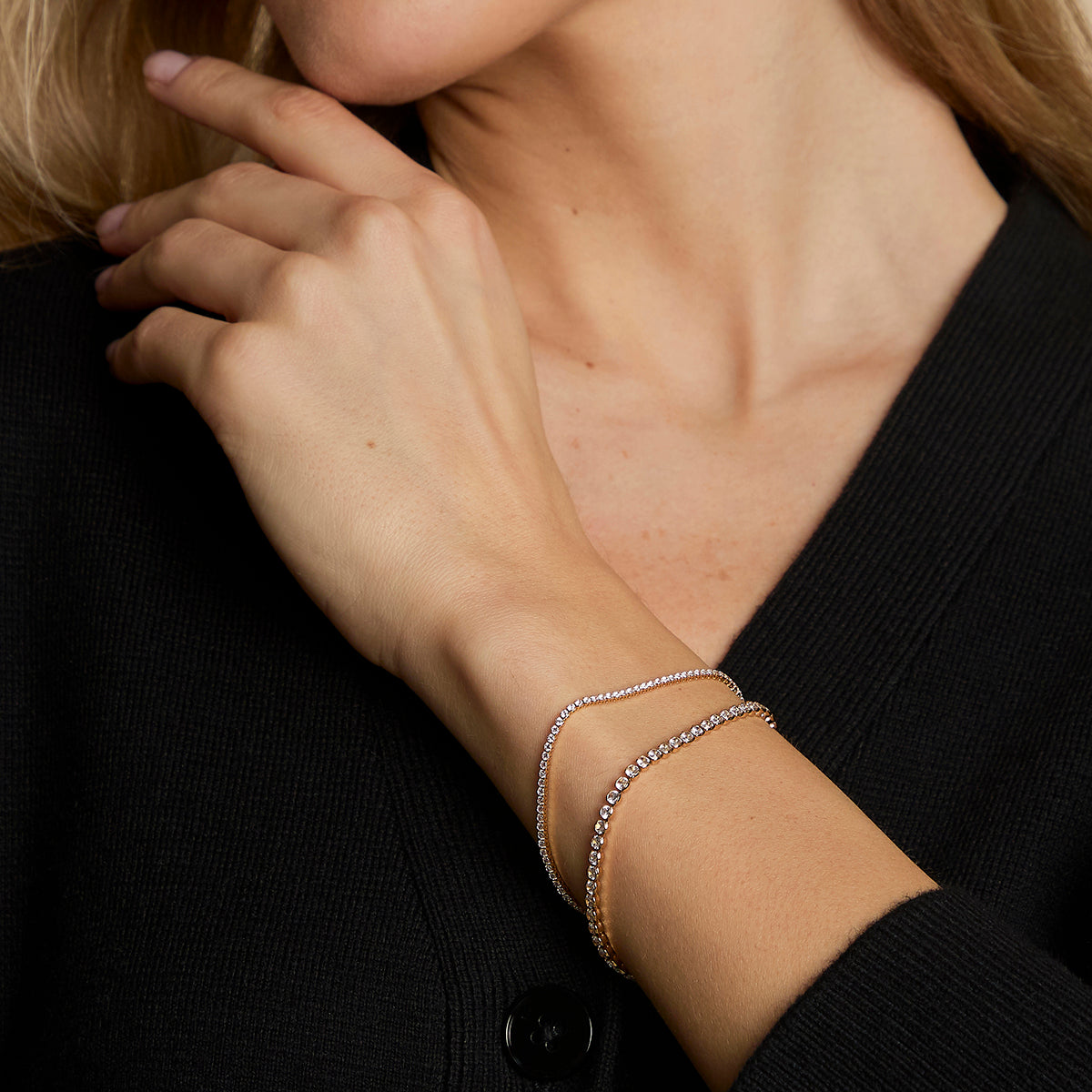 Tennis Bracelet Stacking Set in Gold-Astrid &amp; Miyu