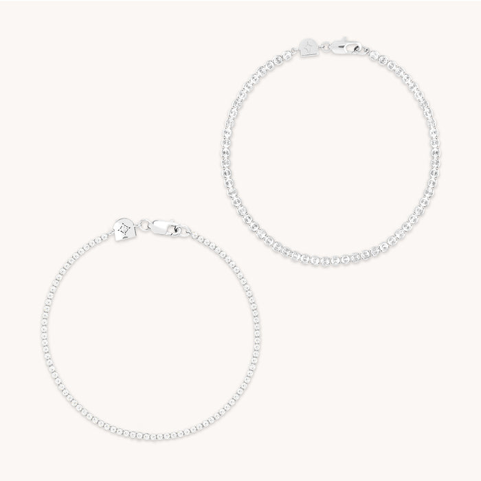 Tennis Bracelet Stacking Set in Silver-Astrid &amp; Miyu